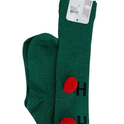 Claire's Christmas Thigh High Stockings Socks Santa Holiday Green Red Ho Ho